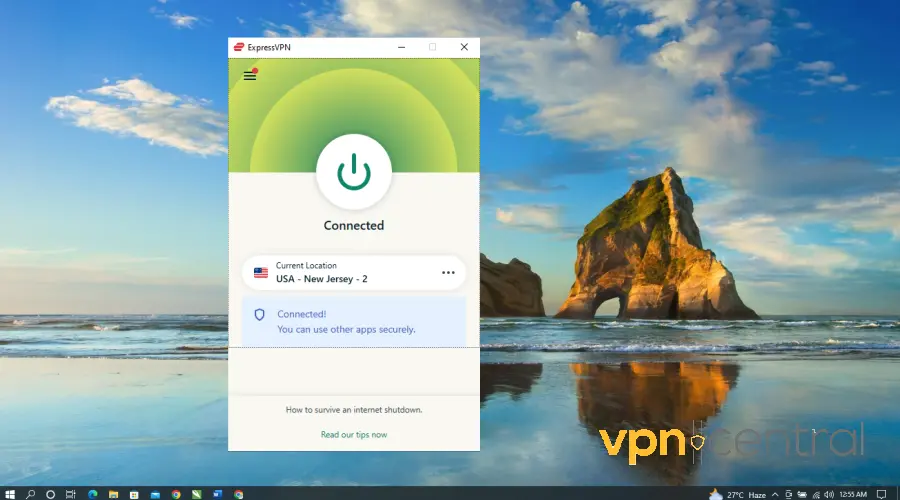 expressvpn user interface on pc