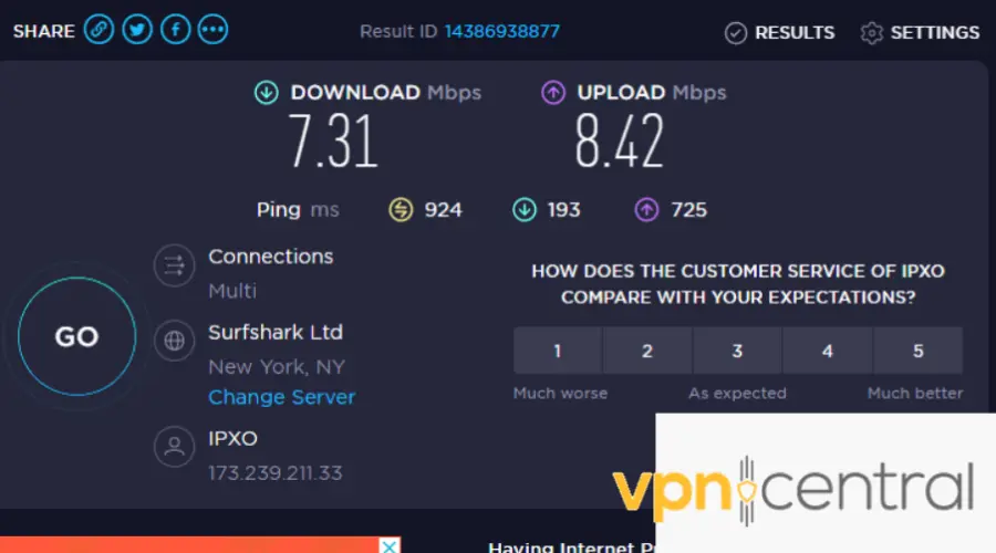 download speed on the ExpressVPN US