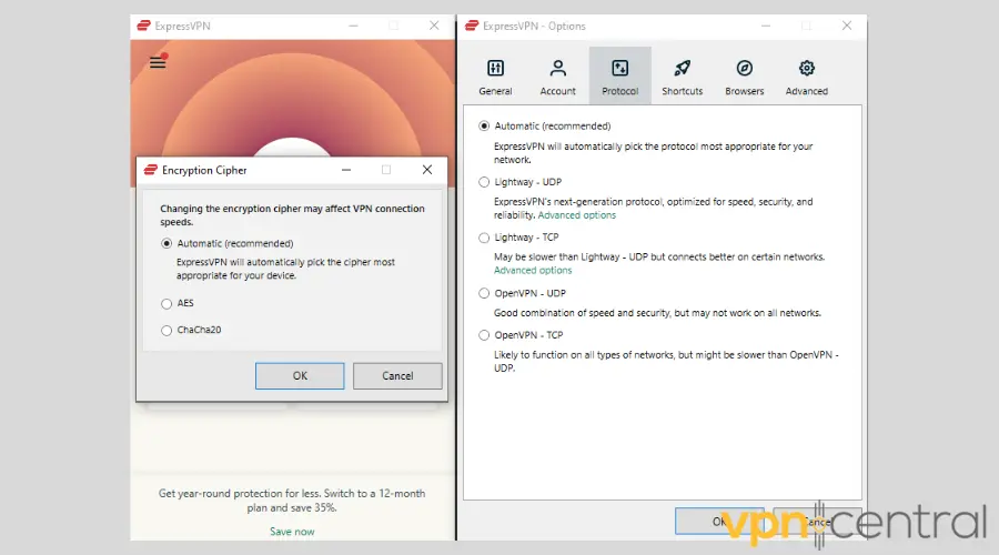 ExpressVPN Lightway advanced settings