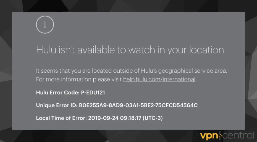 hulu isn't available to watch in your region
