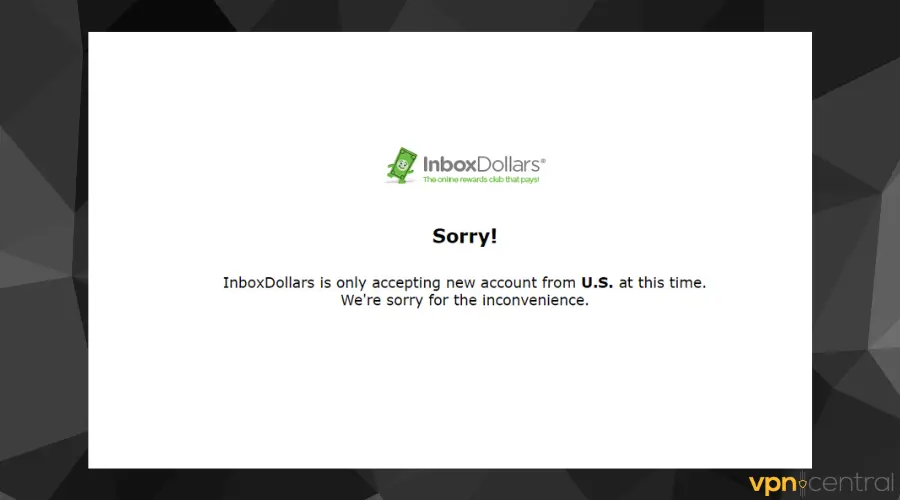 inbox dollars error we are not acceptin new acounts