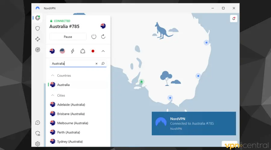 nordvpn australia server