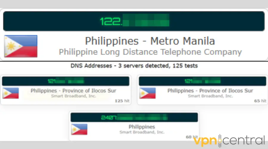 Philippine IP and DNS addresses