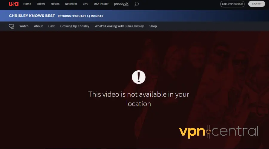 usa network this video is not available in your location