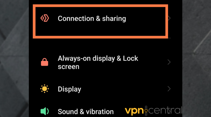 android connection settings