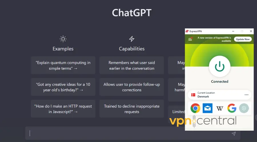 chat gpt working with VPN
