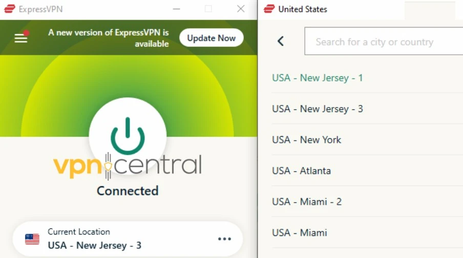 ExpressVPN New Jersey server