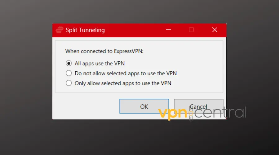 expressvpn split tunneling