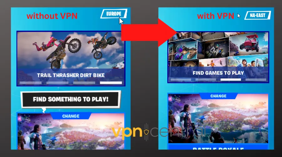 location change on fortnite with VPN