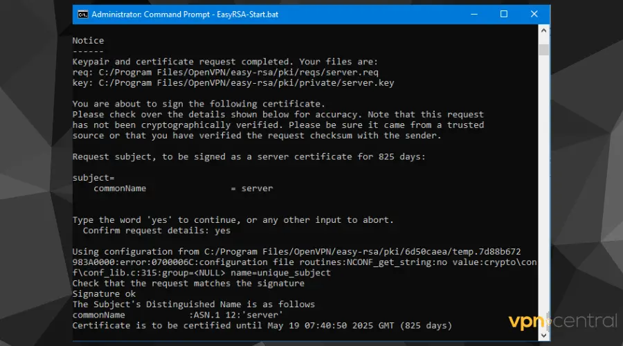 generate openvpn certification keys on pc using cmd