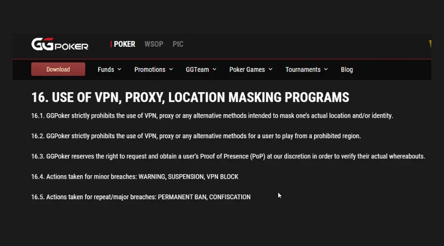 ggpoker vpn policy