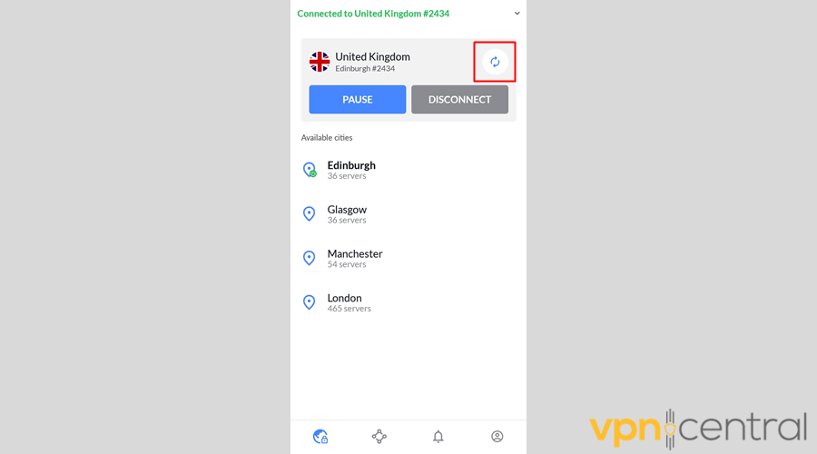 nordvpn uk server refresh connection