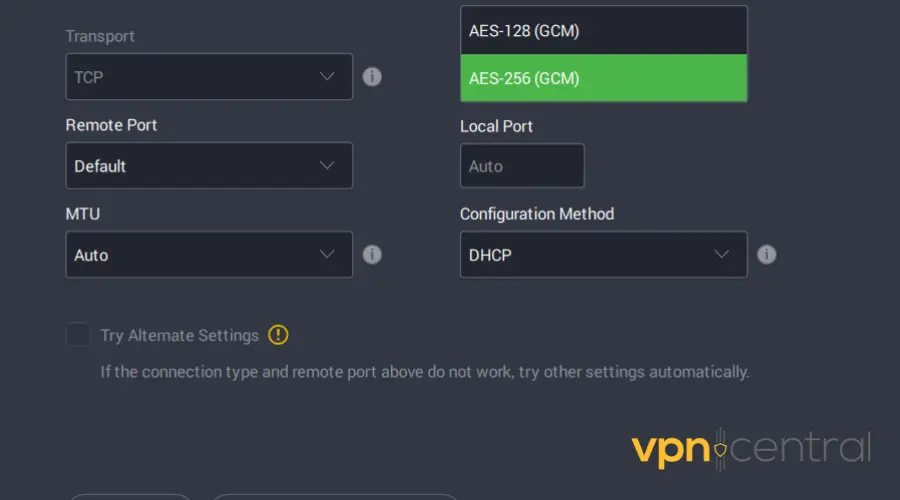 vpn encryption type