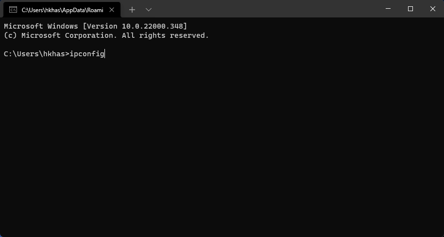 cmd prompt ipconfig command