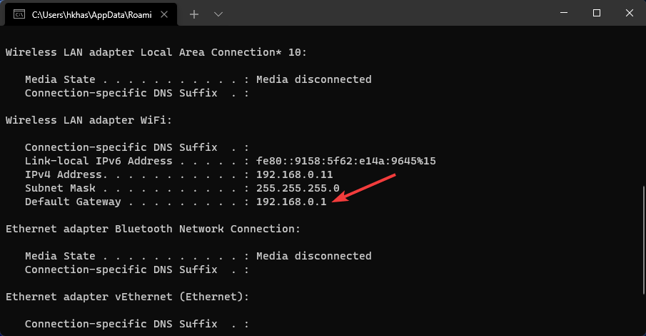 cmd prompt ip address