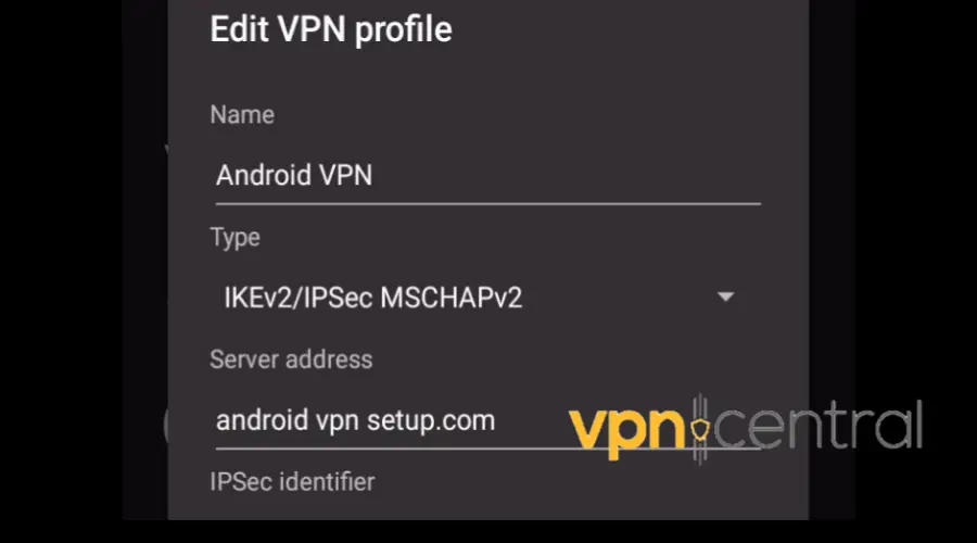 android edit vpn profile