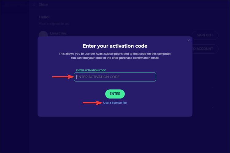 avast secureline enter your activation code