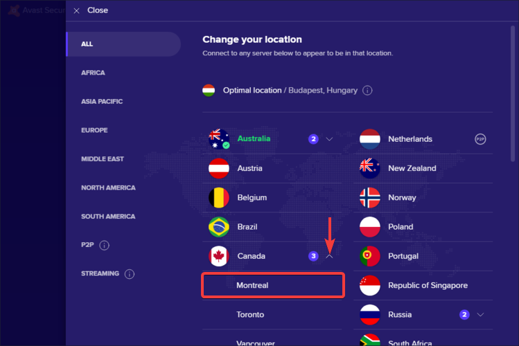 avast server montreal