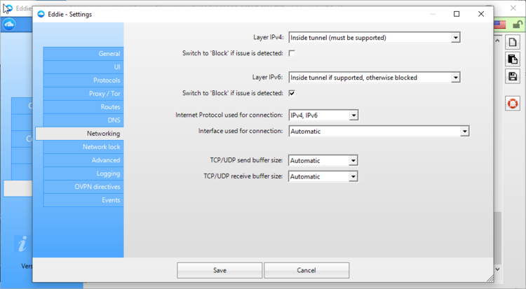 Eddie Settings Network Lock