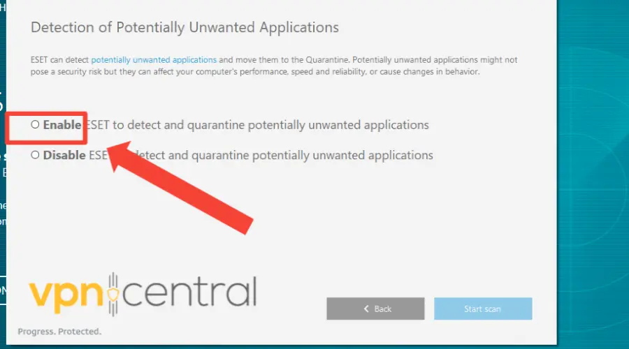 eset enable detection