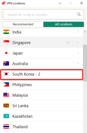 ExpressVPN South Korea server