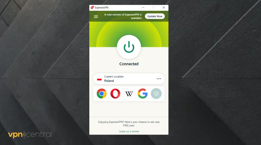 ExpressVPN dashboard