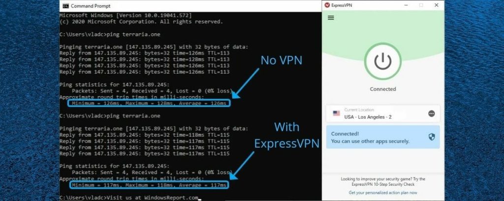 expressvpn ping test