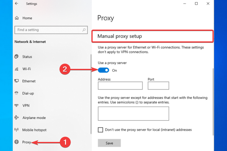 manual proxy setup settings