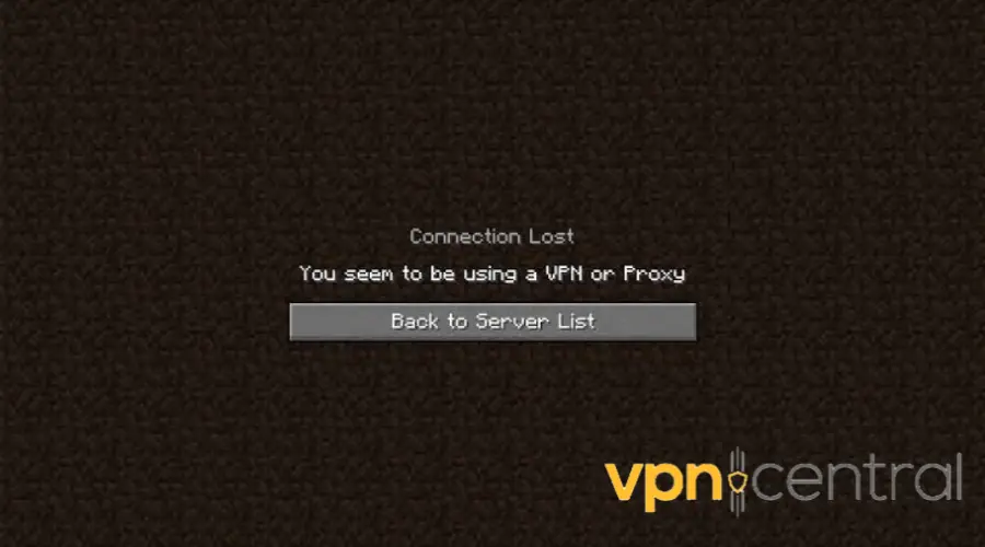 minecraft vpn proxy error