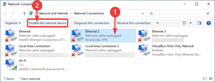 disable this network device