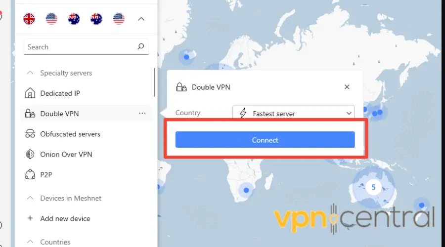 connecting with a double vpn