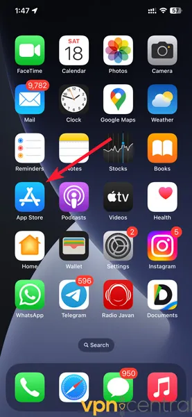 Opening App Store on iPhone
