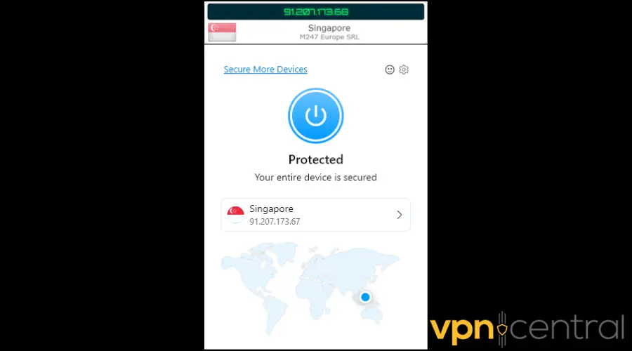 Opera VPN Pro inconsistent Singapore server IP addresses