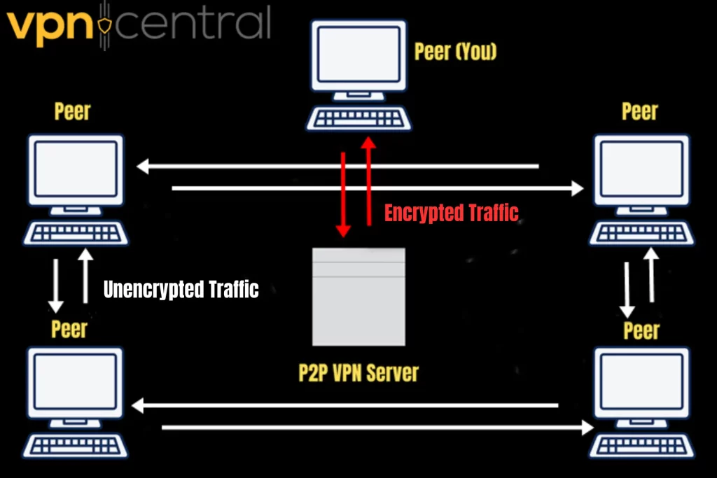 Flux de trafic de serveur VPN P2P