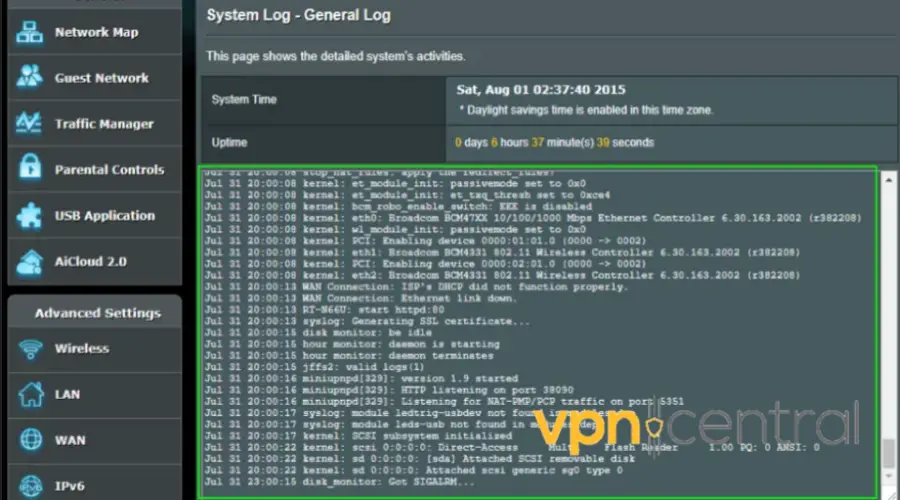 IP address activity log on router