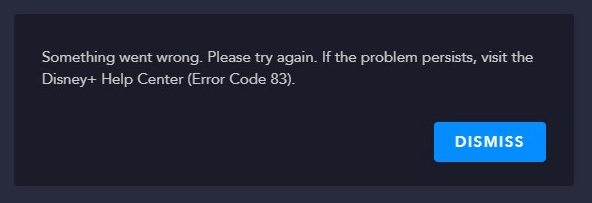 disney plus error message