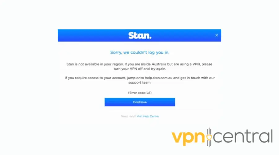 stan tv not available in your region