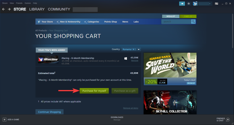 steam shopping cart