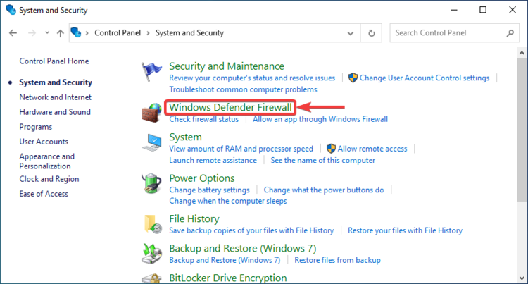 windows defender firewall