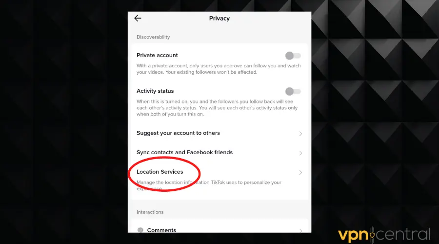 tiktok location services