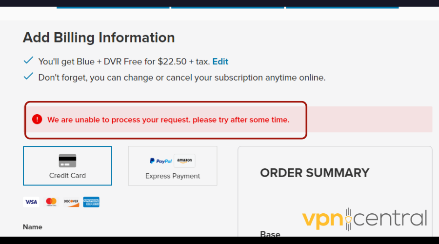 sling tv billing error