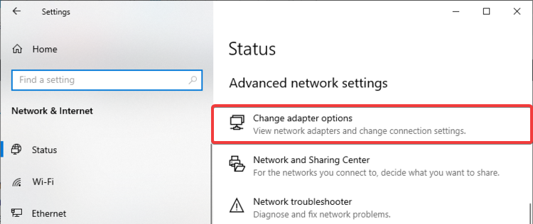 windows 10 change adapter options