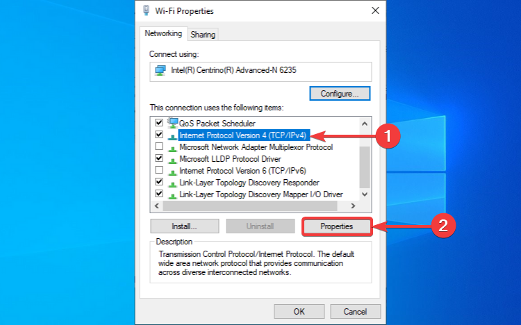 windows 10 IPv4 properties