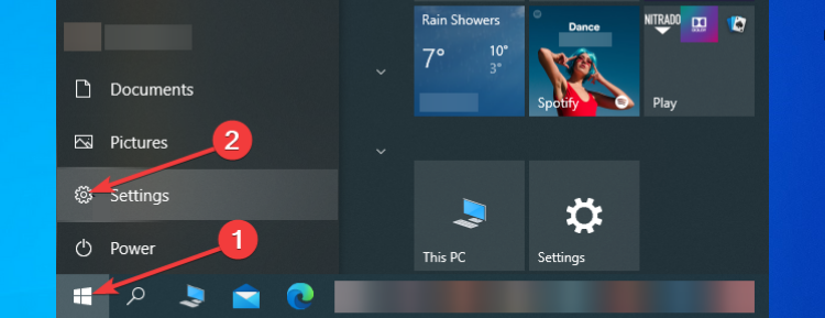 windows 10 start settings