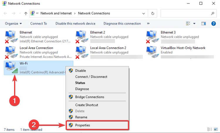 windows 10 network properties