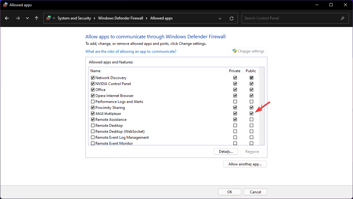 allow rage mp on windows defender firewall