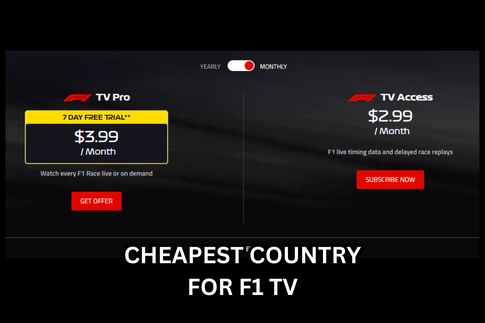 cheapest country f1 tv