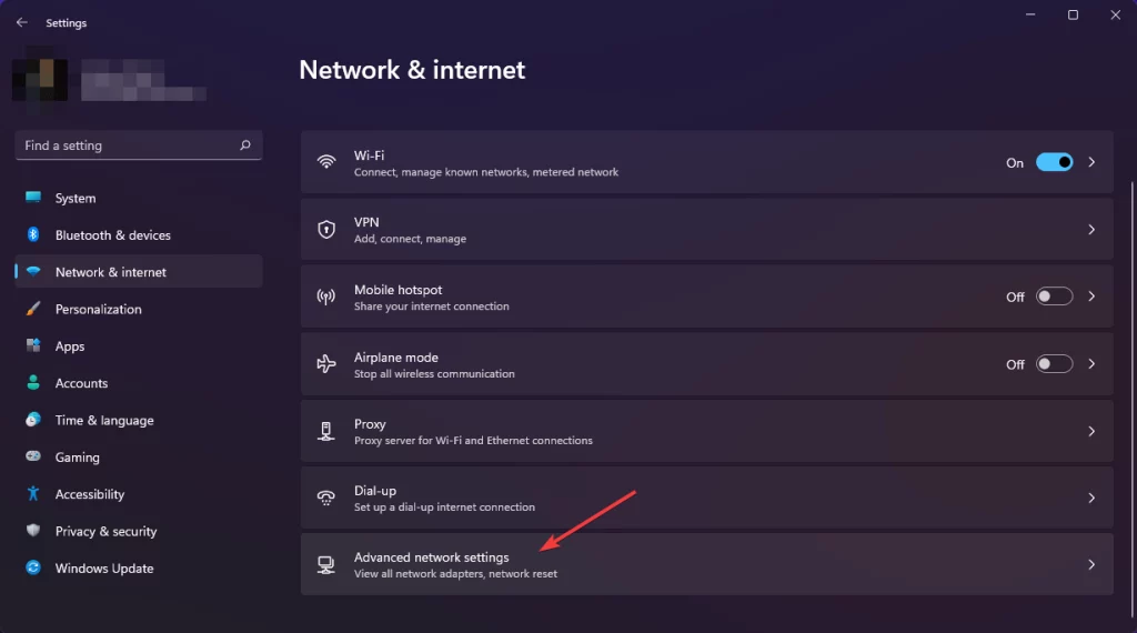 advanced network settings