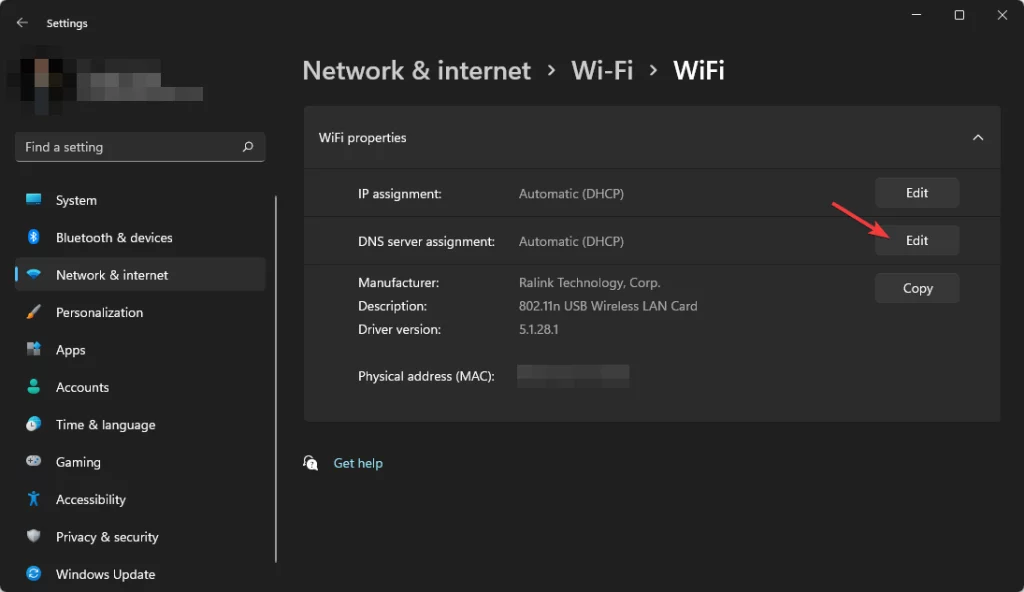 edit wifi dns settings