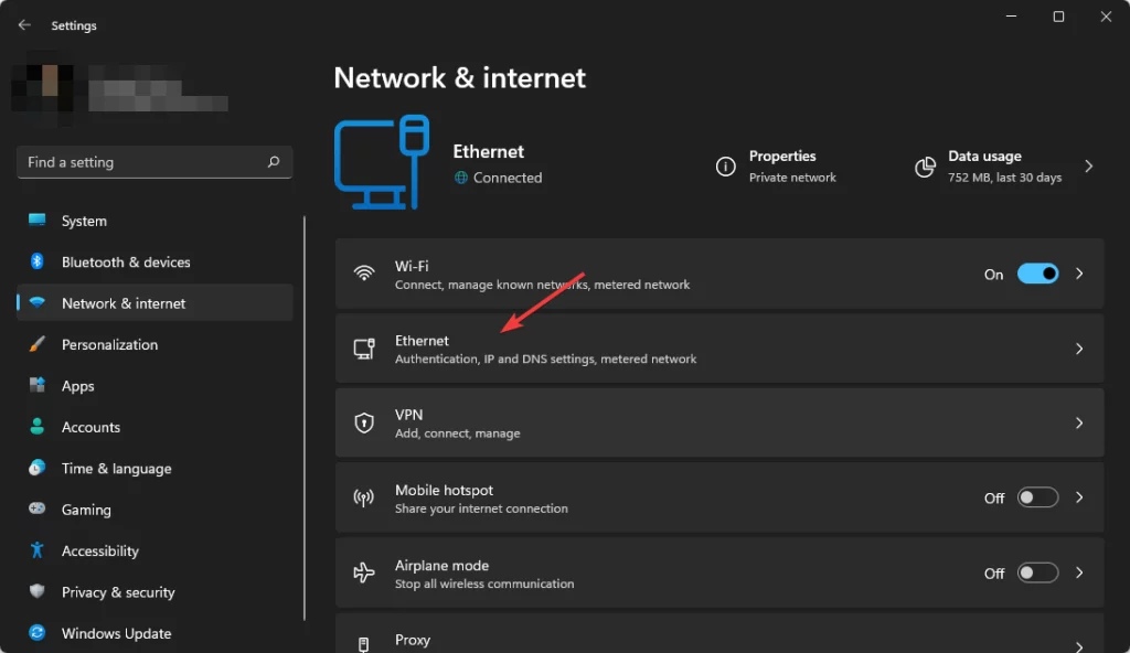 network settings ethernet